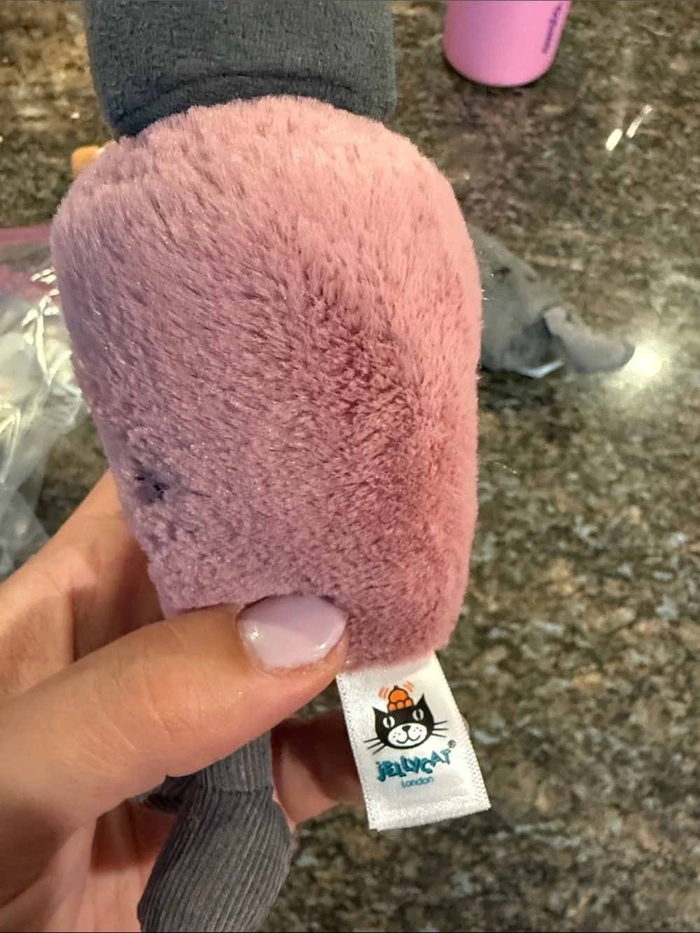 Jellycat Plush Lipstick Pair in Pink and Gray